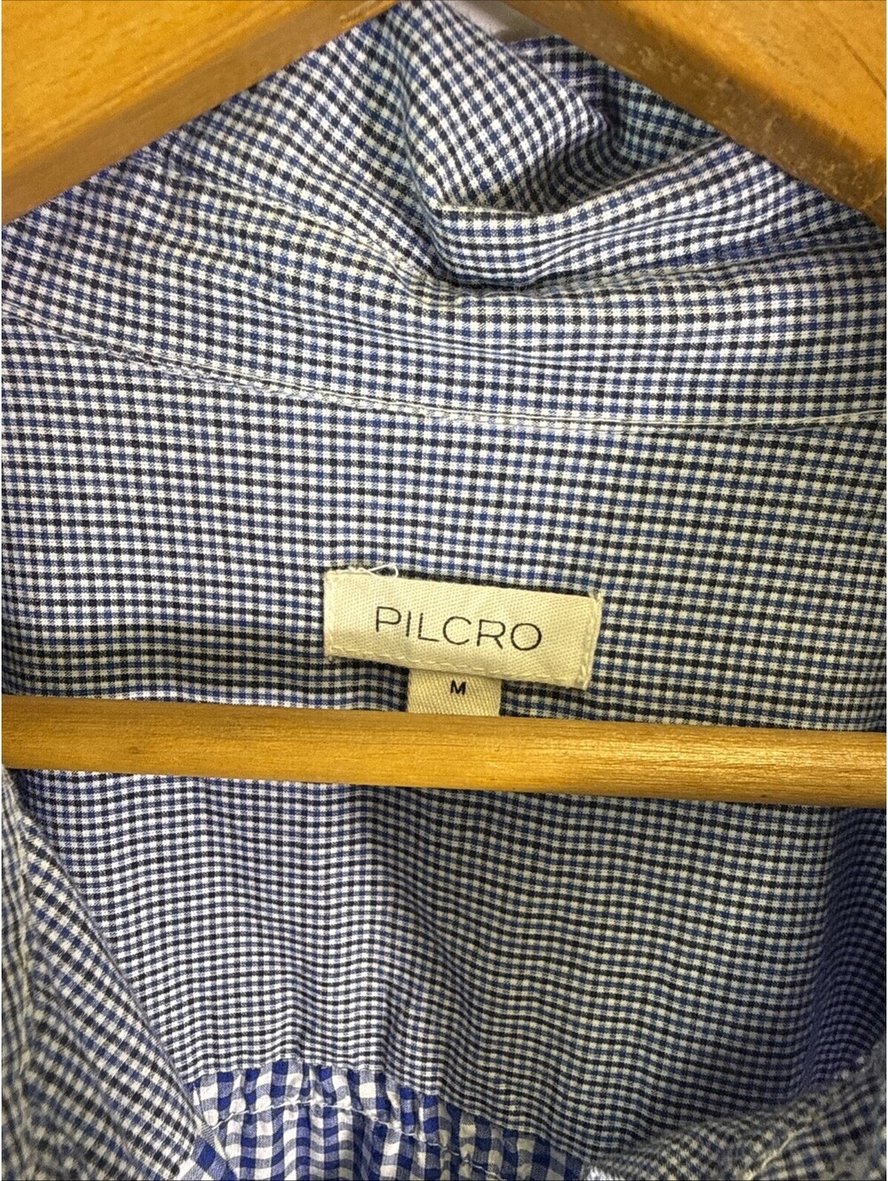 Anthropologie Blue and White Gingham Tiered Shirt Dress - Picture 3 of 7